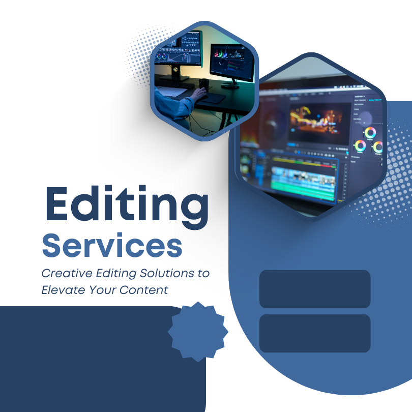 blue and white modern video editing services instagram post